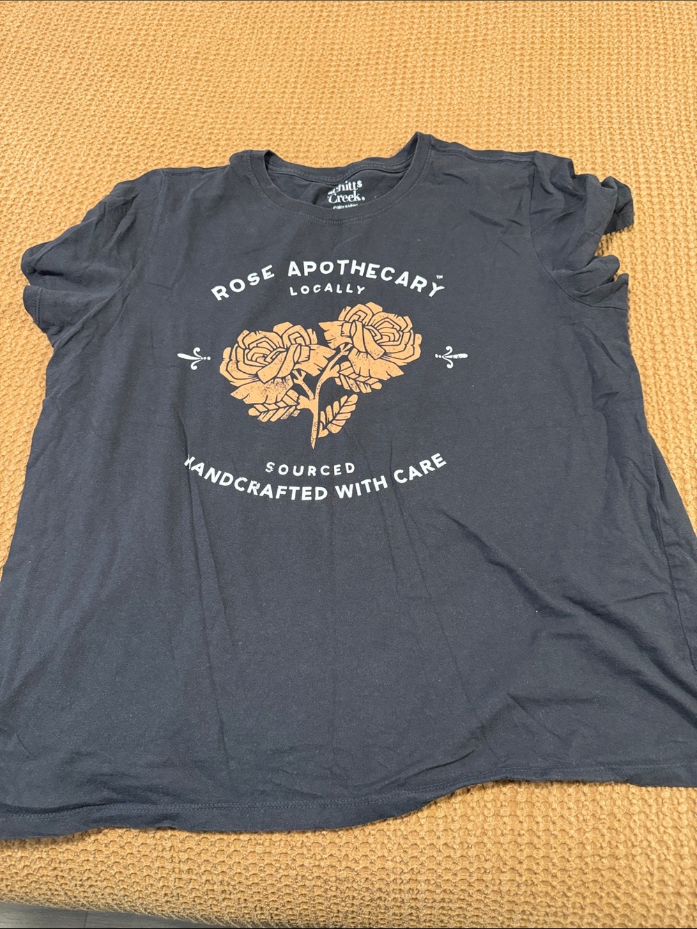 Rose Apothecary Graphic Short Sleeve Tee - Black with Tan Floral Print